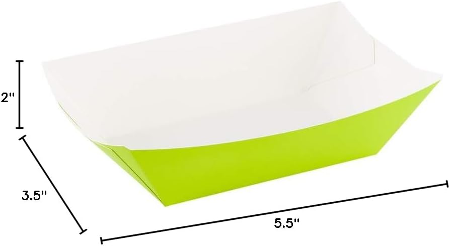 Restaurantware Bio Tek 1 Pound Food Boats 50 Disposable Paper Food Trays - Heavy-Duty Greaseproof Green Paper Food Boats For Snacks Appetizers Or Treats Use At Parties Or Carnivals
