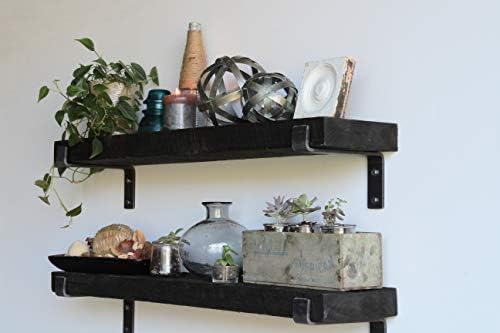 Urban Legacy Accent Shelves | Reclaimed Barn Plank | Set of 2 with Full Brackets (Coffee Bean 36x 7"x 2")