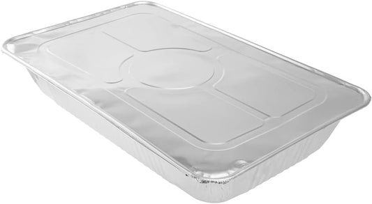 Restaurantware Aluminum Pan Cover 25 Count 21.06 x 13.5 Inch Oven Friendly Disposable Pan Lid Full Size Foil Lid Temperature-Sealing Silver For Catering And Food Storage