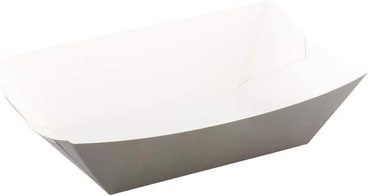 Restaurantware Bio Tek 1 Pound Food Boats 200 Disposable Paper Food Trays - Heavy-Duty Greaseproof Gray Paper Food Boats For Snacks Appetizers Or Treats Use At Parties Or Carnivals