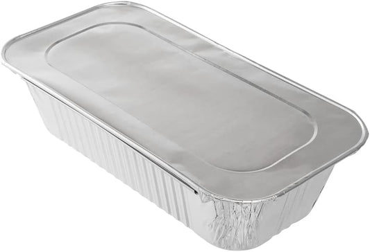 Restaurantware Aluminum Pan Cover 25 Count 12.69 x 6.56 Inch Oven Friendly Disposable Pan Lid 1/3 Size Foil Lid Temperature-Sealing Silver For Catering And Food Storage