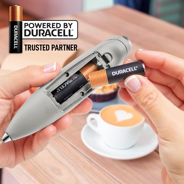 Zulay Kitchen Powerful Milk Frother Wand With 4 AA Duracell Batteries - Ultra Fast Handheld Drink Mixer - Electric Whisk Foam Maker for Coffee, Lattes, Cappuccino, Matcha & Creamer