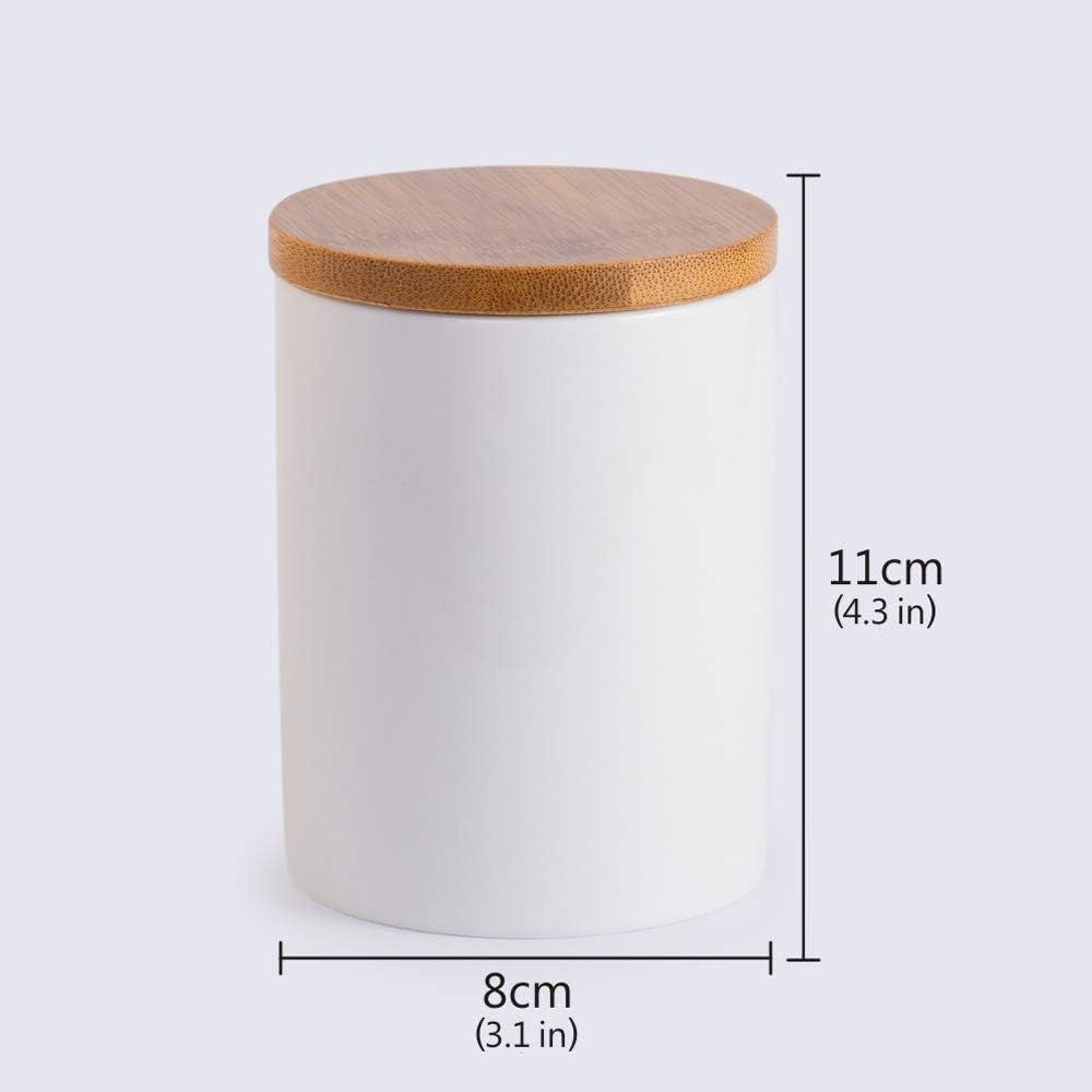 Lucky Goddness 10 fl oz Airtight Ceramic Sugar Bowl with Seal Bamboo Lid, Porcelain Sugar Container Food Storage Jar with Label for Coffee, Tea, Kitchen