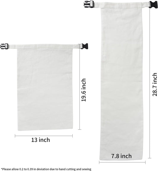 2 Pack 100% Linen Bread Bags for Homemade Bread Sourdough 13 x 19.6 Inch Reusable Bread Storage Bag 7.8 x 28.7 Inch for large Baguette (White)