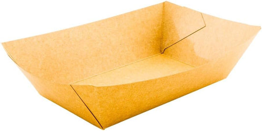 Restaurantware Bio Tek 2 Pound Food Boats 50 Disposable Paper Food Trays - Heavy-Duty Greaseproof Kraft Paper Boats For Snacks Appetizers Or Treats Use At Parties Or Carnivals