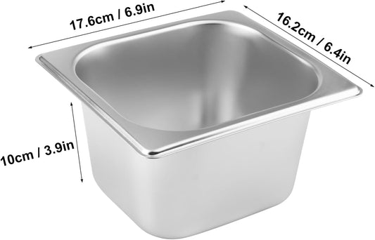 5 PCS 1/6 Size, 4 Inch Deep Stainless Steel Steam Table Pans, Anti-Jamming Steam Pan, Hotel and Restaurant Catering Food Pans by GENHAKON