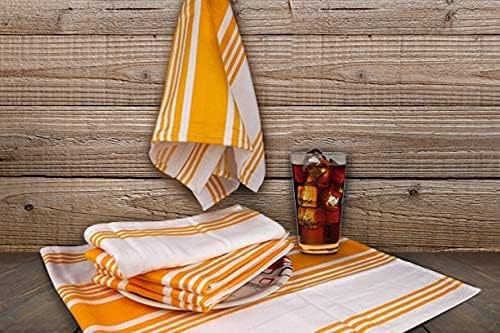 Urban Villa DinnerNapkins Trendy Stripes Cloth Napkins Set of 12 Yellow/White Color Dinner Napkins 20x20 Inches 100% Cotton Dinner Napkins Over Sized Cloth Napkins with Mitered Corners DinnerNapkins