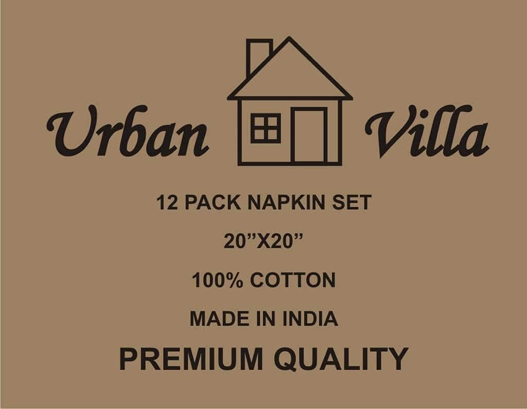 Urban Villa Cloth Napkins Trendy Stripes 100% Cotton Aborbent Dinner Napkins (Set of 12) 20x20 Inches Grey White Soft Durable Washable Ideal for Everyday Use Wedding Parties Napkins