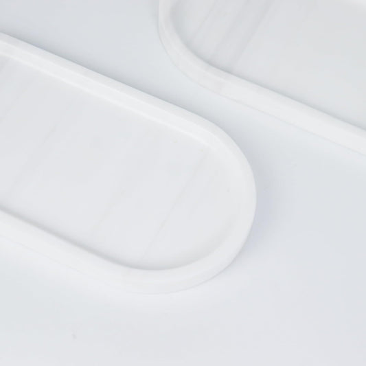 OOBOOB Oval Natural Marble Bathroom Tray for Decor Countertop, Marble Vanity Tray for Candles Perfume, Jewelry, Cosmetics, Elegant Vanity Organizer for Jewelry, Perfume (Star White, 9.84*4.72*0.7)