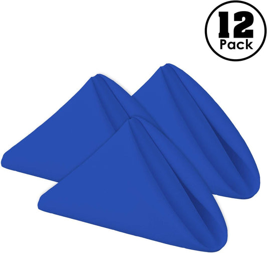 Gee Di Moda Cloth Napkins - 17 x 17 Inch Royal Blue Dinner Napkins - Set of 12 Soft & Absorbent Washable Fabric Cloth Table Napkins with Hemmed Edges for Hotel Restaurant, Holiday Parties & Wedding