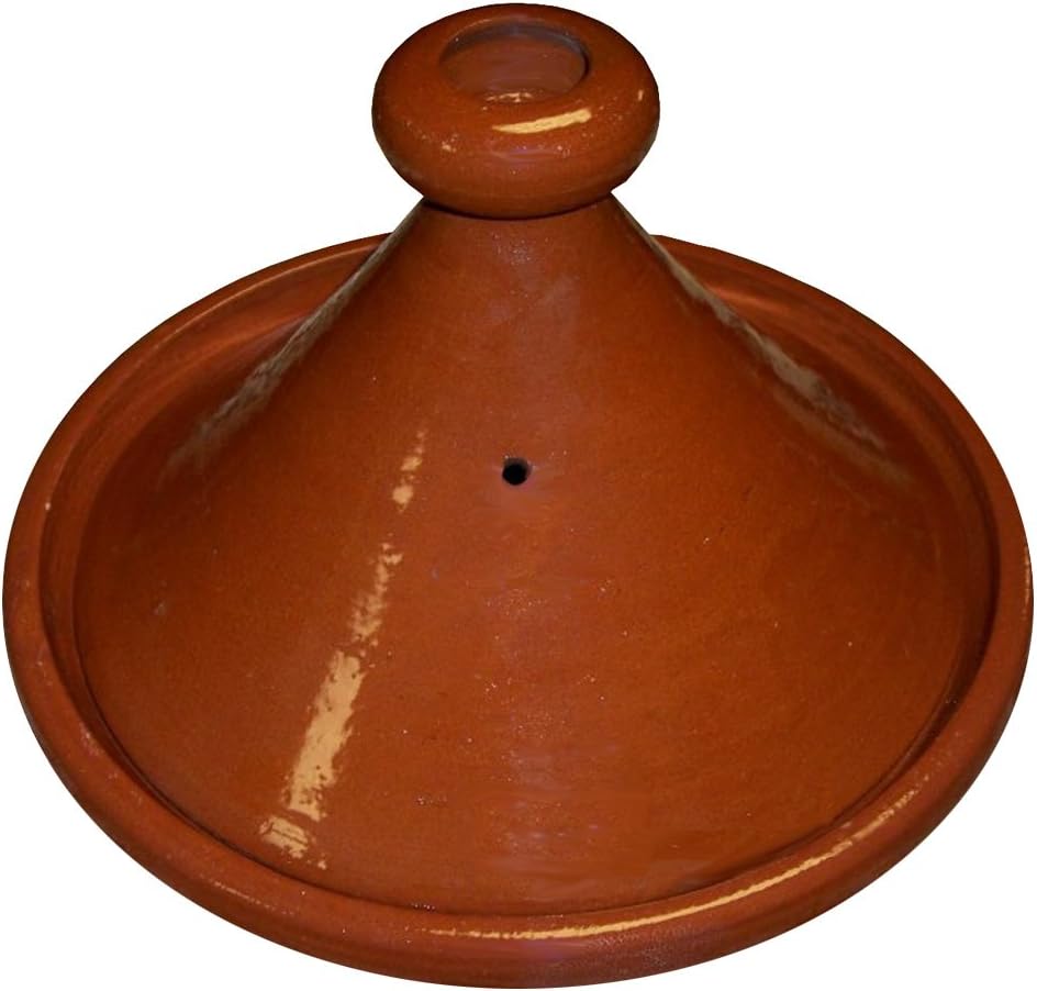 Treasures Of Morocco Moroccan Cooking Tagine, 13.3 Inches Diameter, Glazed Clay, Brown, Round, Handmade, Oven Safe