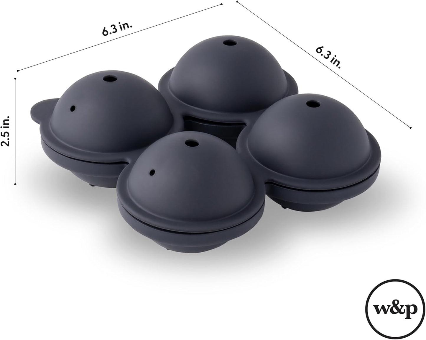 W&P Peak Silicone Sphere Ice Mold w/ Cover | Charcoal | Easy to Remove | Round Cocktail Whiskey Drink Ice Maker | Food Grade Premium Silicone | Dishwasher Safe, BPA Free