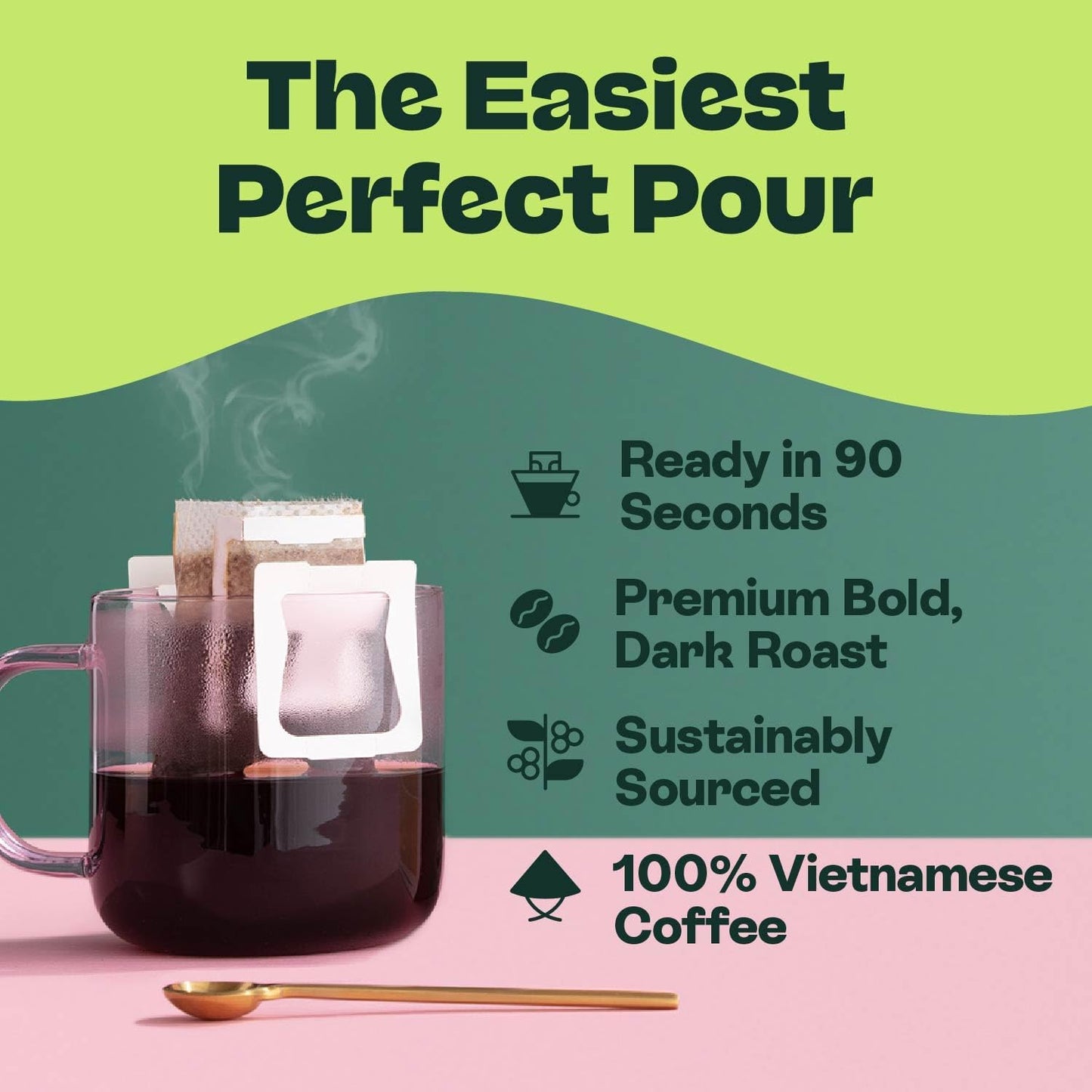 Copper Cow Coffee Premium Pour Over Single-Serve Vietnamese Coffee | Best Brews Variety Pack (Includes 5 coffees) | Classic Black, Churro, Vanilla, & Salted Caramel, Travel Friendly