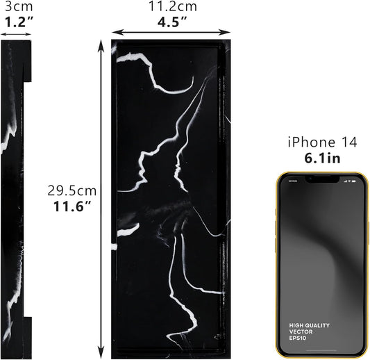 Jolitac Marble Bathroom Vanity Tray, Countertop Organizer for Perfume & Candles Pure Natural Vanity Tray 11.6"x4.5"x1.2" Genuine Marble Stone Holder for Bathroom/Kitchen/Dresser