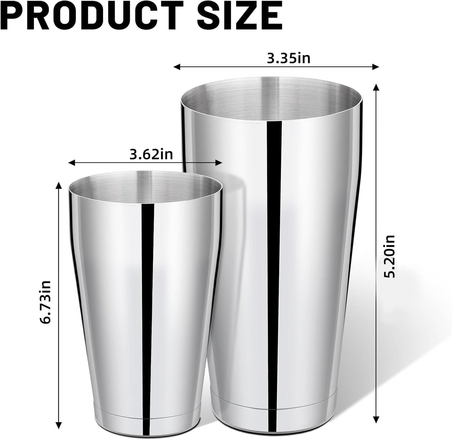 8 Pcs Cocktail Shaker Boston Shaker Set Professional Bartender Kit Bar Stainless Steel Drink Shaker Bartending Martini Tin with 18oz & 28oz Mixed Alcohol Tool for Beginner(Silver)