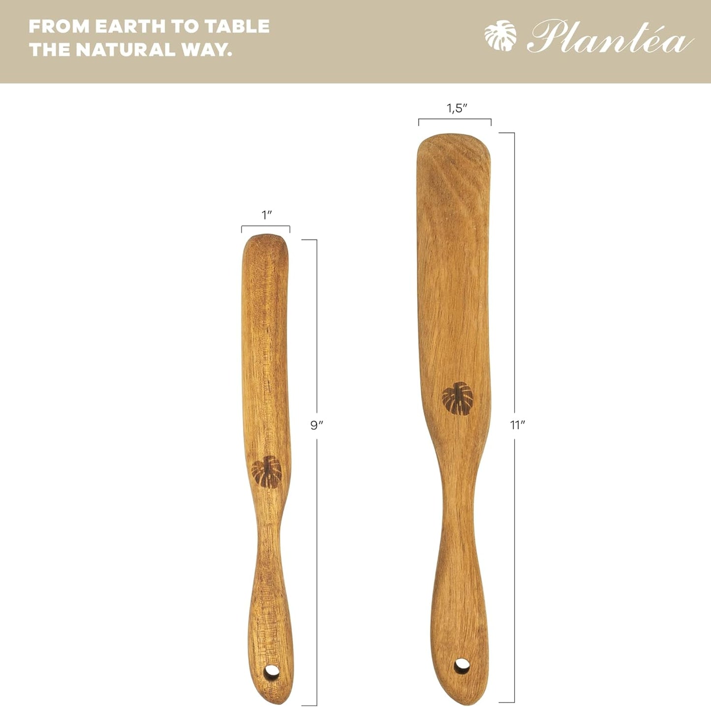 Skinny Wooden Spurtle Set of 2 for Sourdough Starter – Handcrafted Wooden Sourdough Stir Stick & Spatula – Multipurpose Spurtle for Bread Dough Mixing, Cooking & Baking Tools Set