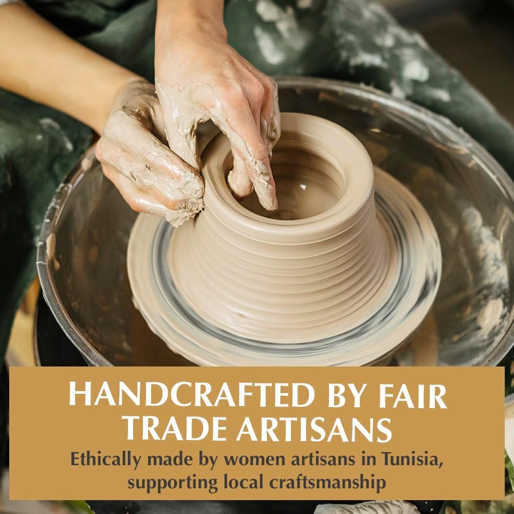 Kamsah Tagine Pot for Cooking and Flavor Enrichment - Large Clay Pot 12”, 5.5 QT - Non-Stick Handmade Cookware - Moroccan Ceramic Pots for Cooking with Lid & Serving Bowl - Bohemian Classic Turquoise