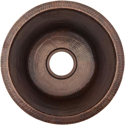 Premier Copper Products BR17DB 17-Inch Round Hammered Copper Prep Bar Sink