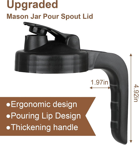 Cold Brew Coffee Maker Pitcher, 64 Oz Heavy Duty Glass Mason Jar Pitcher with V-shaped Pour Spout Handle Lid,Stainless Steel Filter for Iced Coffee,Iced tea,Fruit Drinks,lemonade - Black