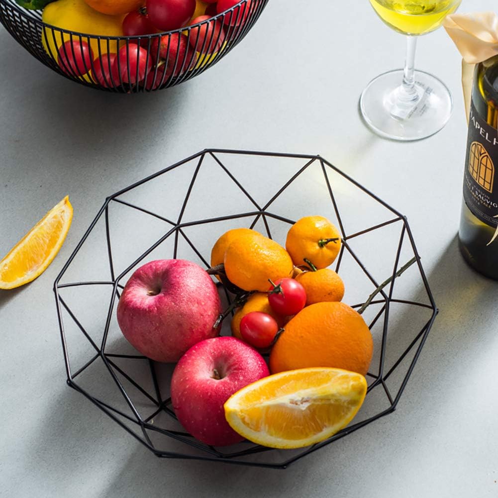 Metal Wire Fruit Bowl, Iron Arts Fruit Storage Baskets for Kitchen Counter, Countertop, Home Decor, Table Centerpiece Decorative hold Vegetables, Bread, Snacks, Potpourris