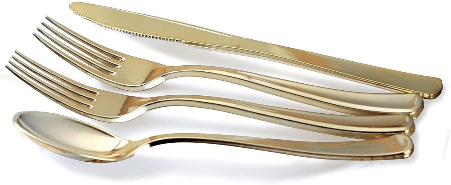 " OCCASIONS " 320 Piece set (40 Guests)-Vintage Wedding Party Disposable Plastic Plates & cutlery -40 x 10'' + 40 x 7.5'' + Silverware + Cups + Napkins (Verona in Blush/Antique Rose)