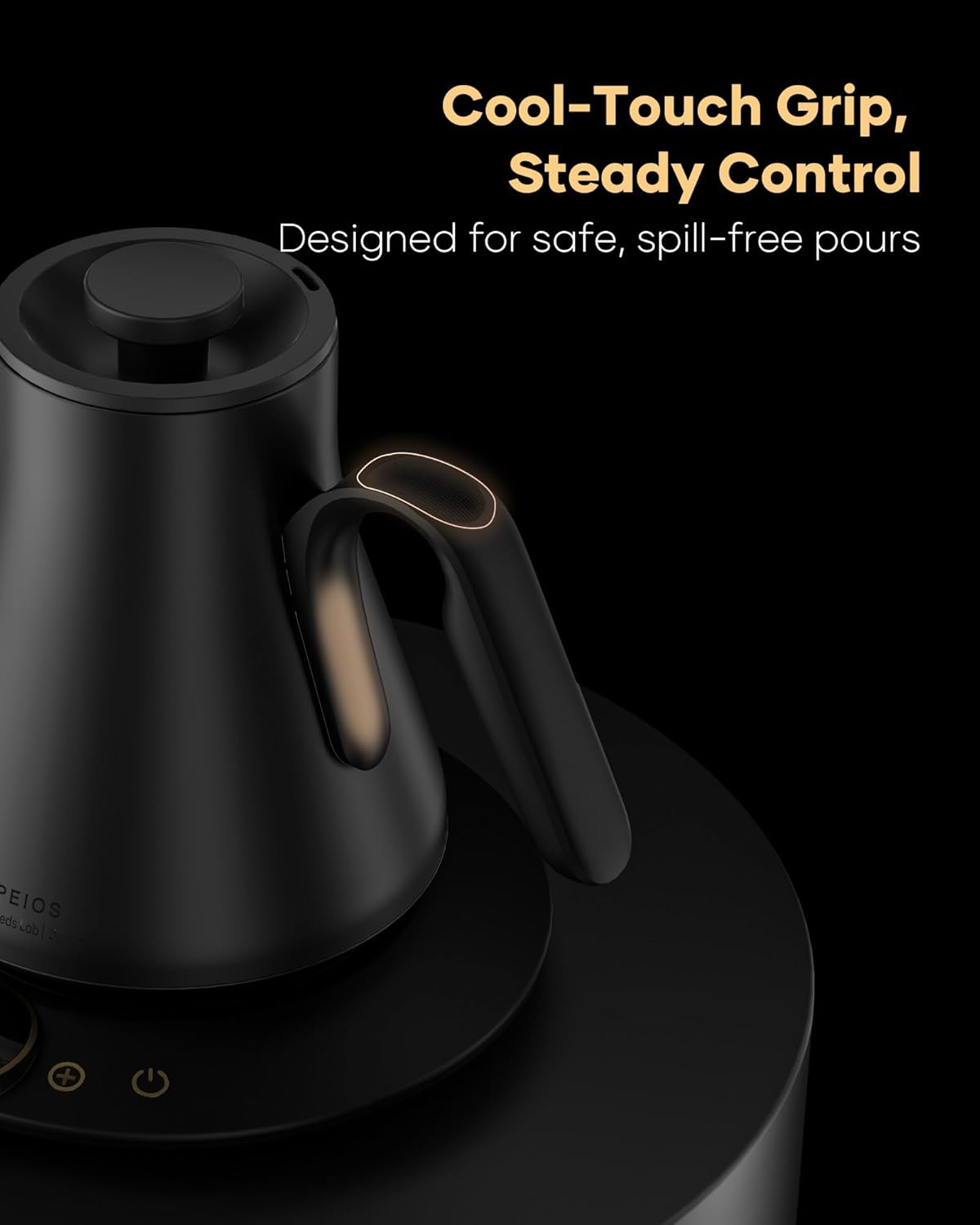 Cocinare FLOW B9 Gooseneck Electric Kettle, Precise Temperature Control for Pour-Over Coffee & Tea Brewing, Stainless Steel Interior, Rapid Heating for Boiling Water, 1500W/0.9L (Matte Black)