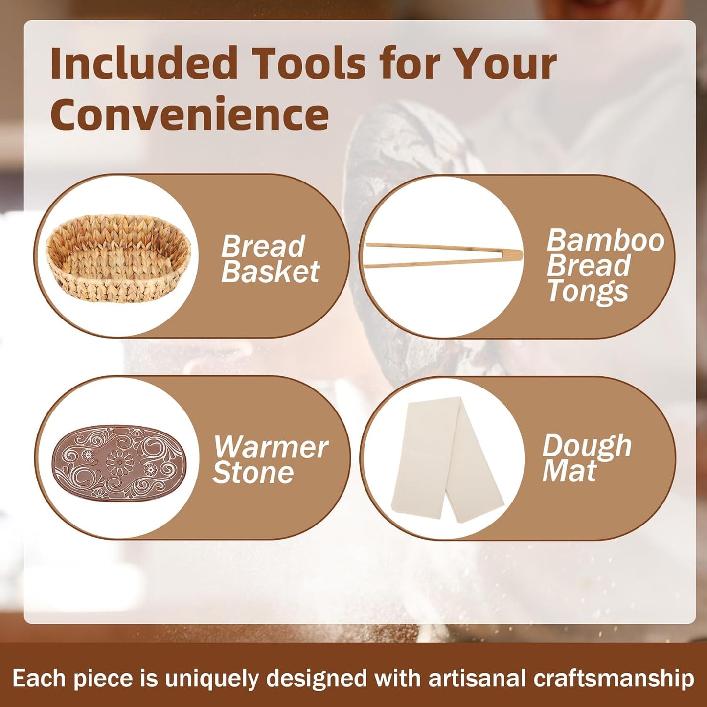 Bread Warmer Basket with Stone, Bread Baskets for Serving Tortilla,Bread Basket with Warming Stone, Ideal Bakers' Gift for Kitchen Lovers, Men & Women, New Homes, 1 Year Full Warranty