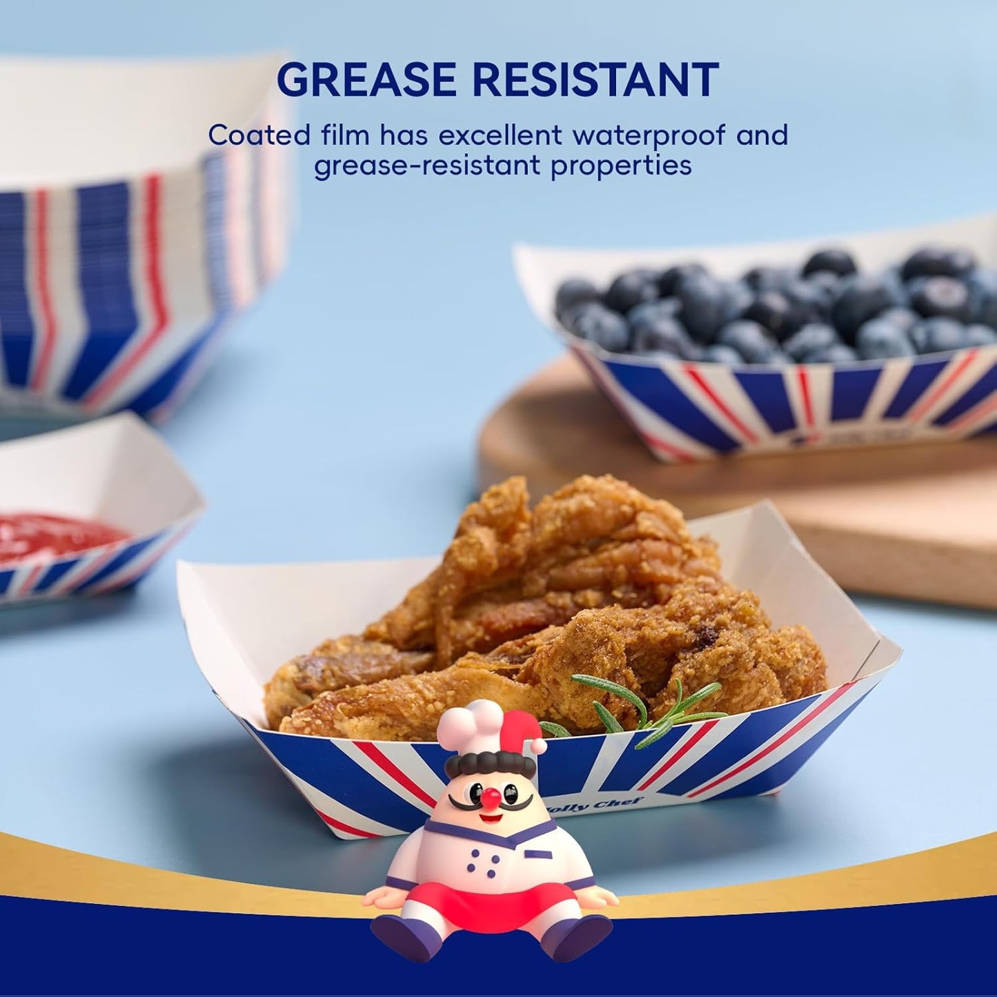 JOLLY CHEF 2lb Paper Food Trays, 250 Pack Paper Food Boats Disposable Serving Boats,Food Holder Trays for Snacks French Fries Nachos Hot Dog Tacos BBQ Party