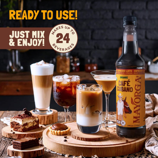 Mayorga Espresso Listo – Organic Espresso Ready-to-Drink Coffee, 24.35 fl oz Bottle, Bold Smooth Flavor, Cold Brew Style, Barista-Quality, Sustainably Sourced - 24 Servings