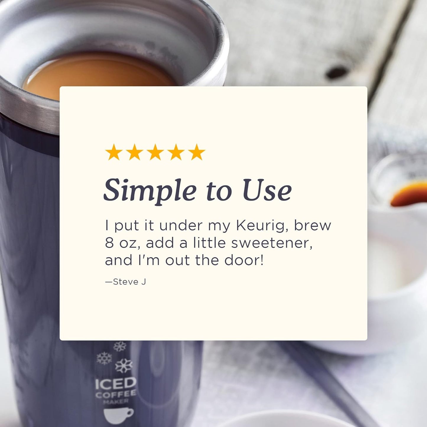 Zoku Instant Iced Coffee Maker, Reusable Beverage Chiller Cools Hot Beverages in Minutes Without Dilution, Portable 11-ounce Tumbler With Spill-resistant Lid and Straw, Grey