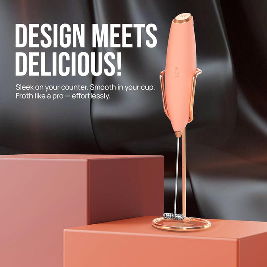 Zulay Kitchen Executive Series Luxury Gift Milk Frother with 4 Duracell Batteries – Handheld Electric Foam Maker for Coffee, Lattes & Hot Chocolate – Deluxe Finish, Ultimate Gift for Coffee Lovers