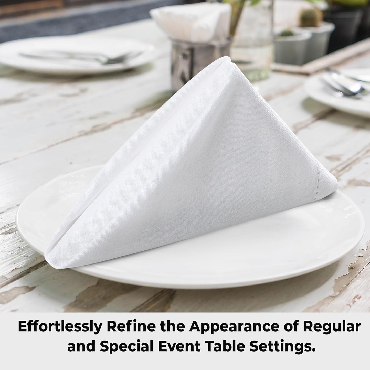 Urban Villa Cloth Napkins White Hemstitch Dinner Napkins Set of 12 (20X20) 100% Cotton Absorbent Washable Durable Reusable Ideal for Hotel Collection Christmas Parties Restaurant Lunch Dinner Napkins