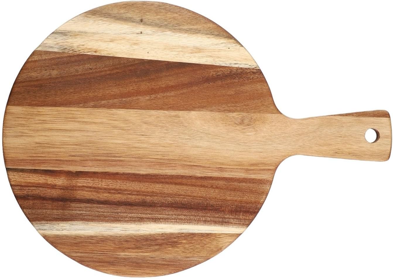 Acacia Wood Round Cutting Board with Handle - Wooden Charcuterie Board, Round 16"x12", Meat Chopping Board Bread Serving Cheese Platter Big Pizza Cutting Boards