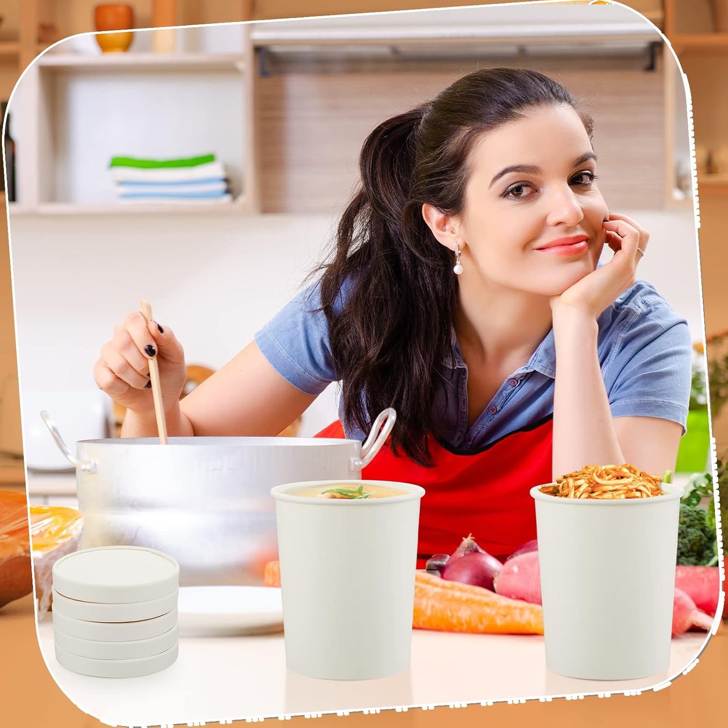 Sabary 50 Pack 32 oz Paper Soup Containers with Lid Disposable Kraft Soup Food Bowl Microwavable Food Storage Ice Cream Containers Nice for Restaurants (White)