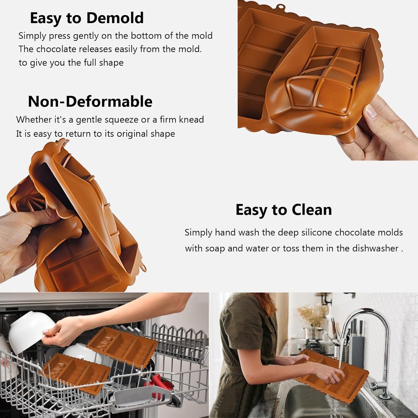 Chocolate Bar Mold - Food Grade Silicone Chocolate Molds, Non-Stick & Easy to Release Deep Mold for Dubai Pistachio Chocolates, Candy, Snacks, Desserts, Cookery, Dishwasher Safe (1)