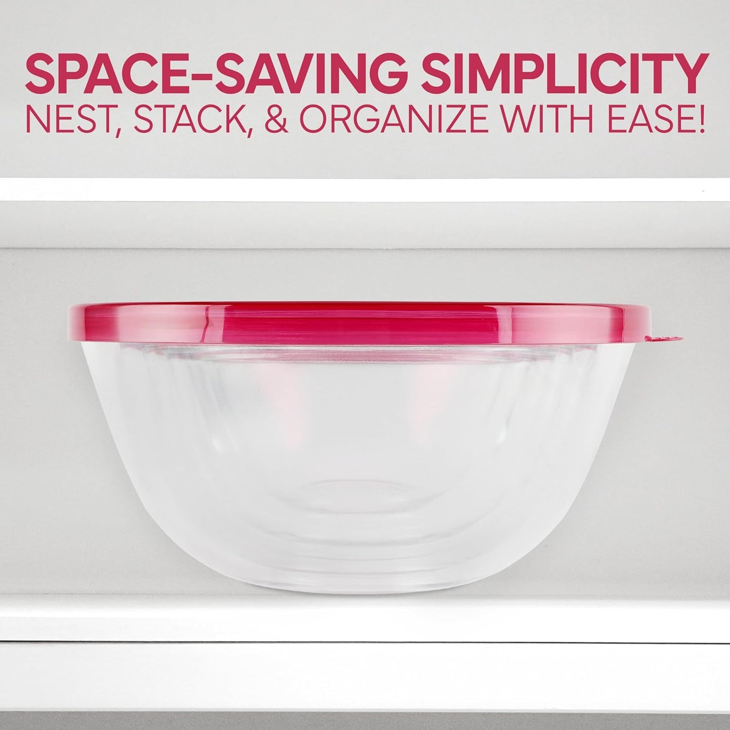 COOK WITH COLOR 12 Pc Glass Mixing Bowl Set with Lids – Borosilicate Glass Nesting Bowls for Cooking, Baking and Meal Prep, Rose