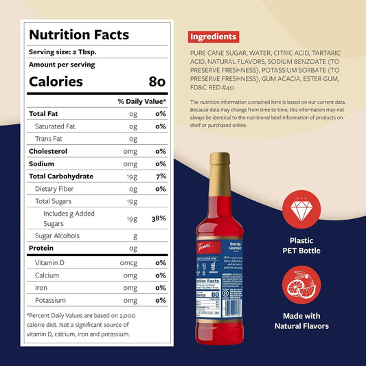 Torani Ruby Red Grapefruit Syrup for Drinks, Flavoring for Sodas and Cocktails, Pump Included, 25.4 Oz