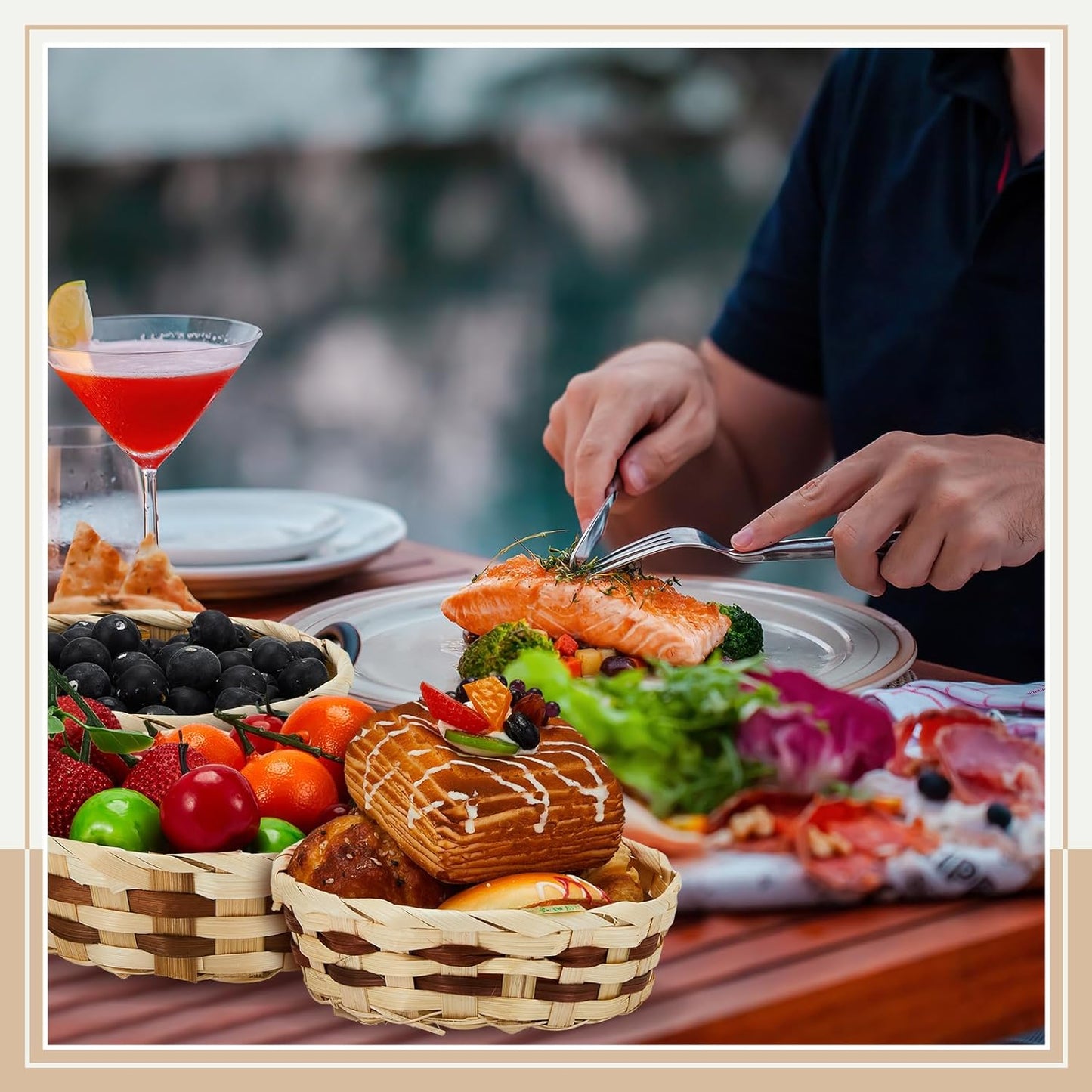 Sintuff 60 Pcs Small Woven Basket Round Bamboo Gift Baskets 6. 5 x 2 Inches Wicker Berry Bread Fruit Basket Empty Food Serving Baskets for Picnic Kitchen Restaurant