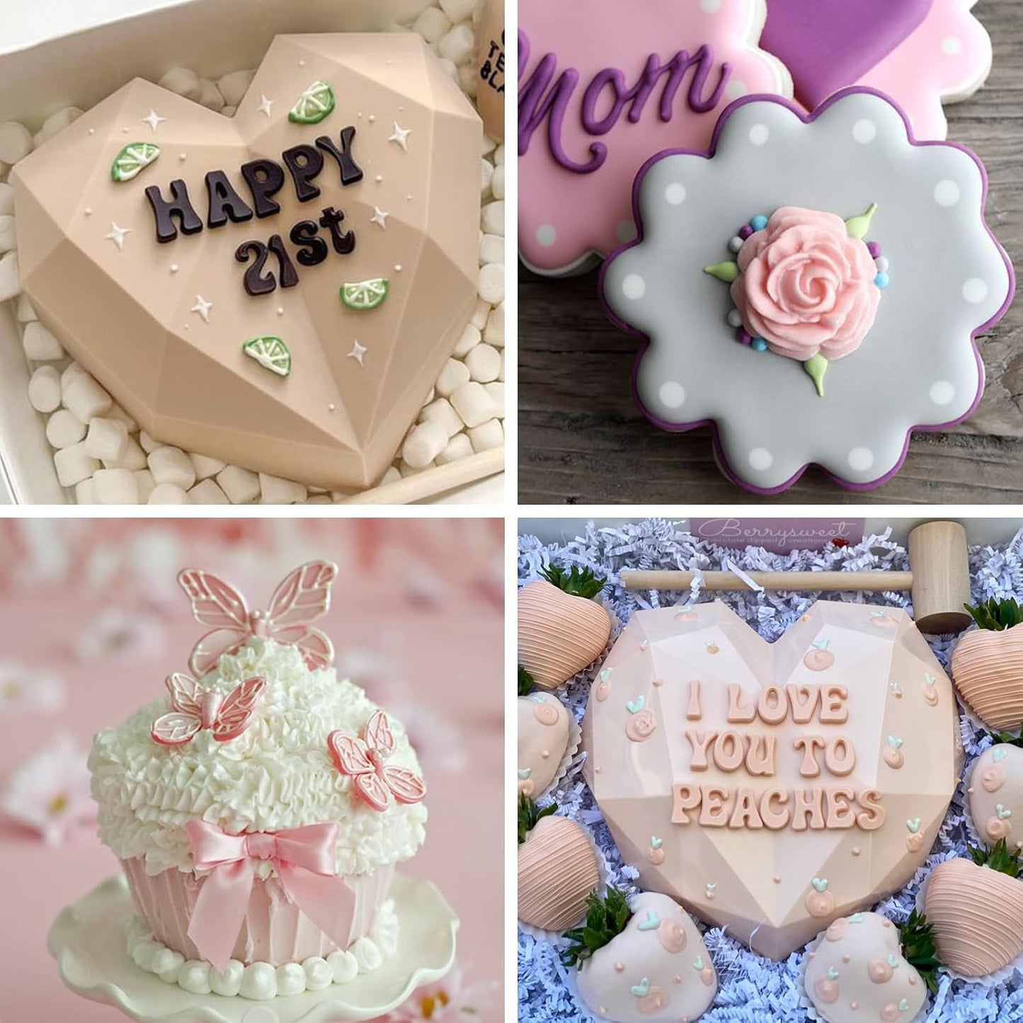 Actvty Letter Silicone Molds for Chocolate, 5 Pcs Uppercase Lowercase Alphabet Chocolate Molds and Number Flower Butterfly Fondant Molds for Making Strawberries, Candy, Cake Decorations