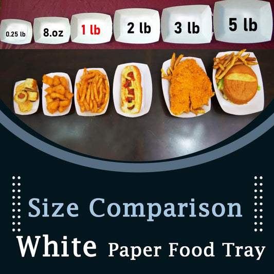 Angel's Peel Lounge White Paper Food Tray- Grease-Resistant and Microwavable- Heavy Duty Paper Trays Great for Tacos, Nachos, Fries, BBQ's, Picnics, Carnivals and Parties (1 lb) Pack of 100