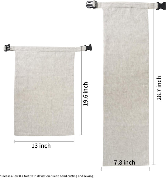 2 Pack 100% Linen Bread Bags for Homemade Bread Sourdough 13 x 19.6 Inch Reusable Bread Storage Bag 7.8 x 28.7 Inch for large Baguette (Linen)