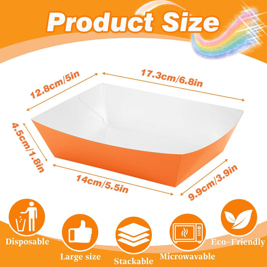 120 Pcs Colorful Paper Food Trays, 3 Lb Disposable Paper Boats, Disposable Nacho Trays, Colored Food Serving Boats for Snacks Hot Dog Nachos Sandwich Burger BBQ Dessert Popcorn Taco, 6 Colors