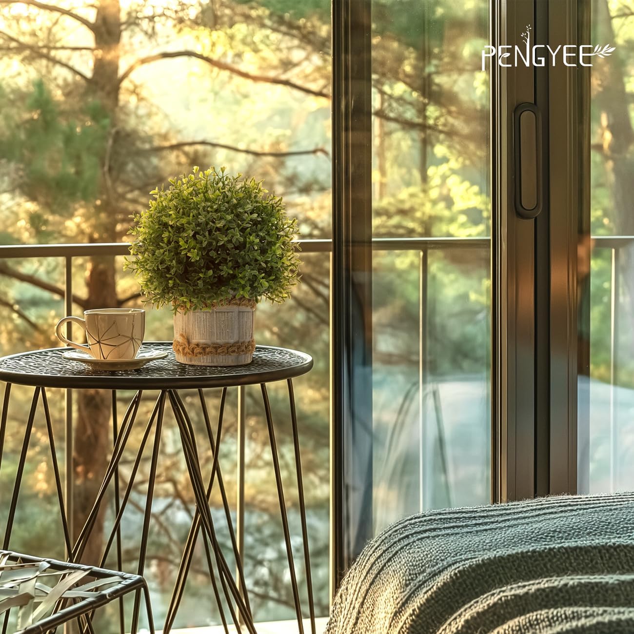 3 Pack Small Fake Plants in Farmhouse Concrete Planter, Artificial Boxwood Topiary Plants Indoor for Home Decor, Small Faux Plants for Bathroom Bedroom Shelf Office Table Kitchen Room Decor