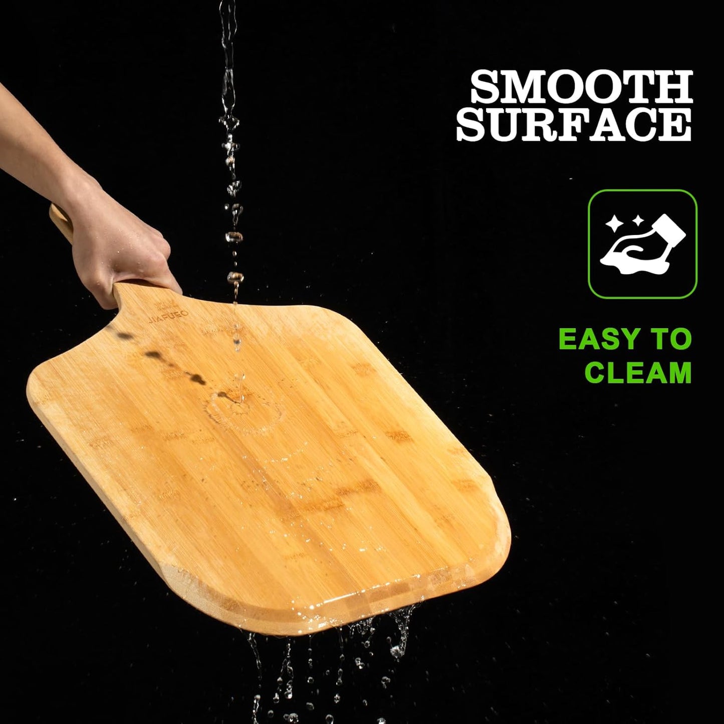 Pizza Peel 14 Inch, Large Bamboo Pizza Paddle Spatula - Wooden Serving Board, Oven Accessory for Baking Homemade, Wood Cutting Board for Cheese Bread Fruit Vegetables