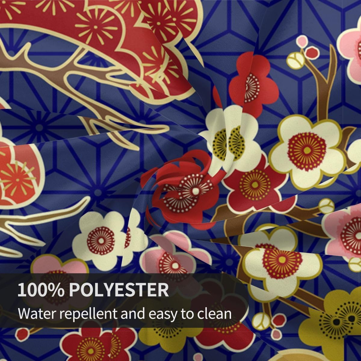 Cherry Blossom Tablecloth, Pink Floral Traditioanal Oriental Koi Vintage Asian Style Water Resisitant Wipeable Table Cover for Dining Kitchen Living Room Home Party Holiday Decor 60 inch Round