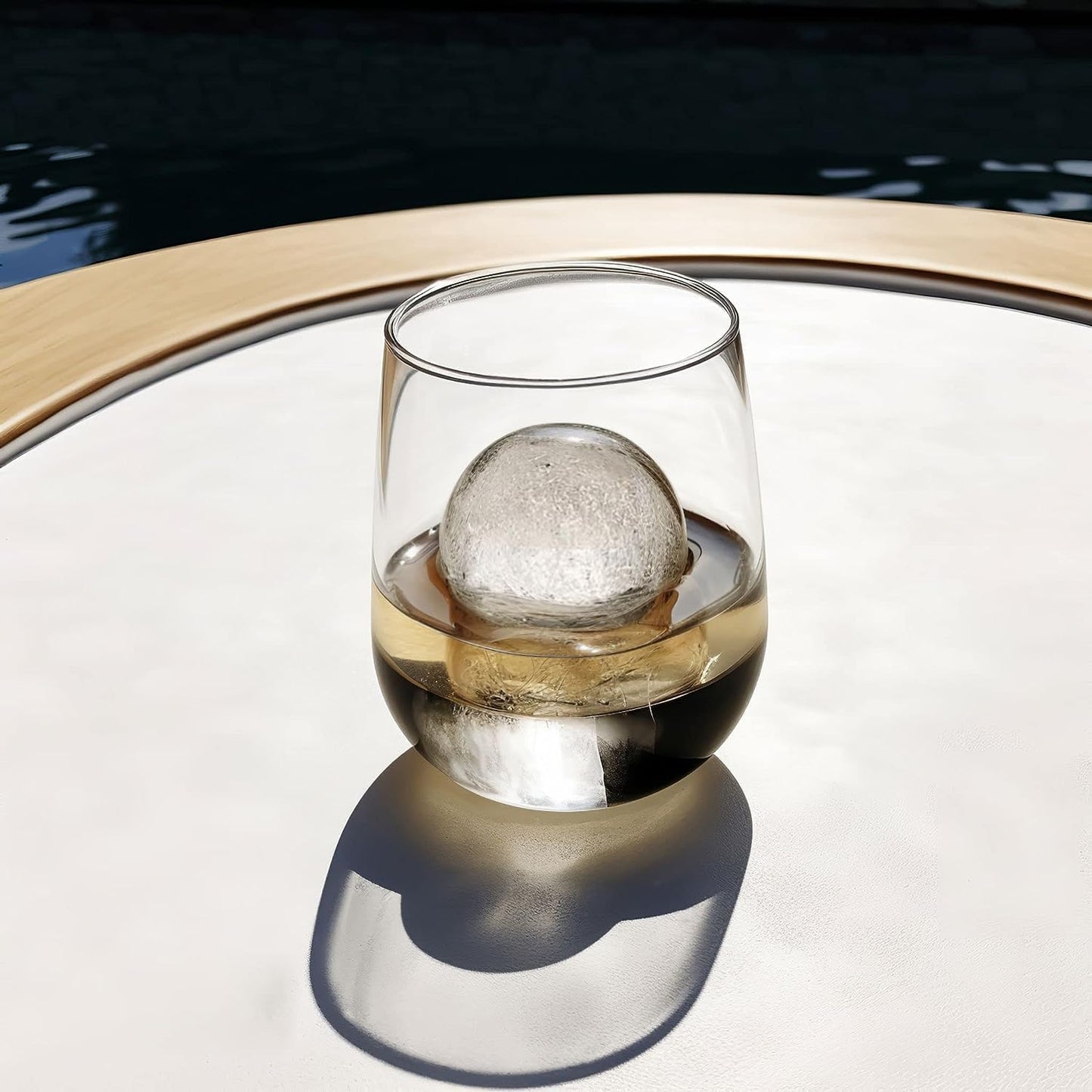 glacio Round Ice Cube Molds – Large Whiskey Ice Ball Maker | BPA-Free Silicone Sphere Mold for Bourbon Cocktails Scotch & Home Bar | Slow-Melting Ice Balls