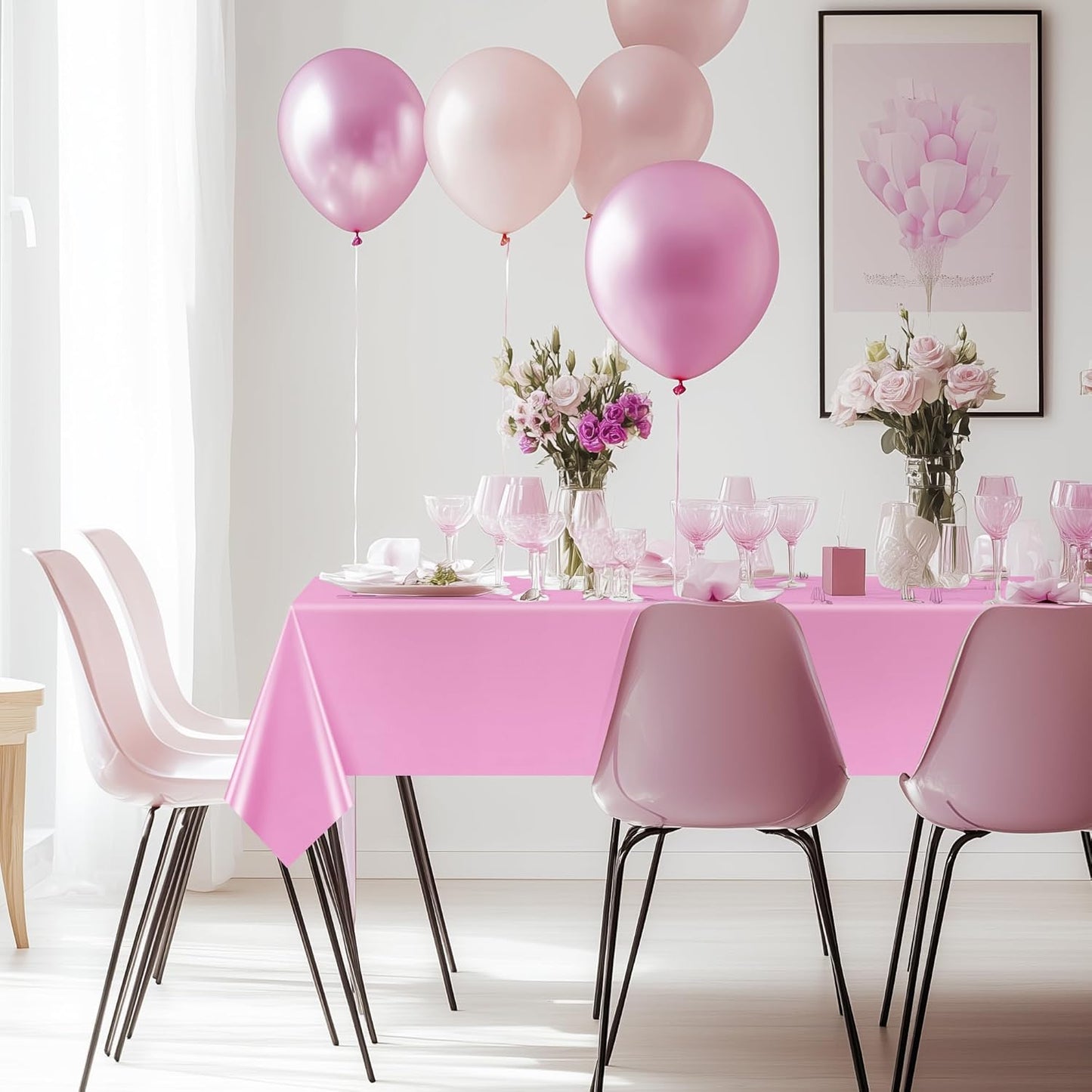 8 Pack Pink & Orange Series Rectangle Tablecloth, 54x72" Solid Color Waterproof & Spillproof Disposable Plastic Table Cover, Durable Party Tablecloth for Dining, Buffet, Picnic, Outdoor Events