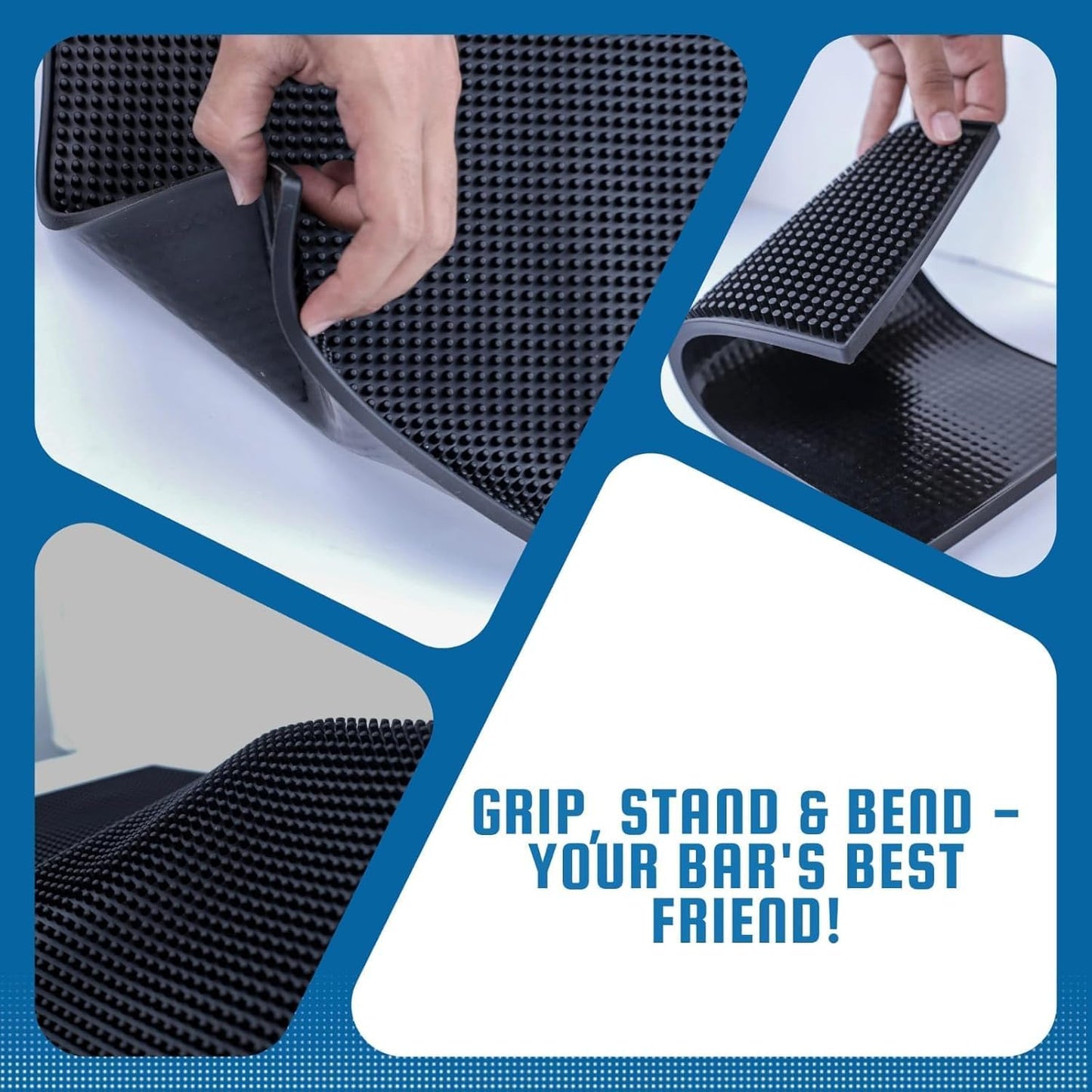 Rubber Bar Mats for Countertop by ProTensils - 18" x 12" Black Bar Mats for Bartending, Bar Service Mat, Home Bar, Coffee Bar Mat Spill Matt (2 Pieces)