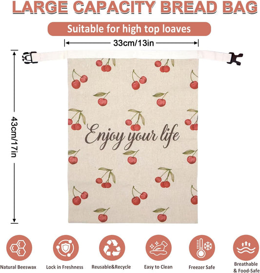 ChefLee Beeswax Bread Bags, 2-Pack Reusable Food Storage for Homemade Bread & Sourdough, Linen Waxed XL Bags Keeps Fresh Longer, Freezer Safe for Baking Loaf