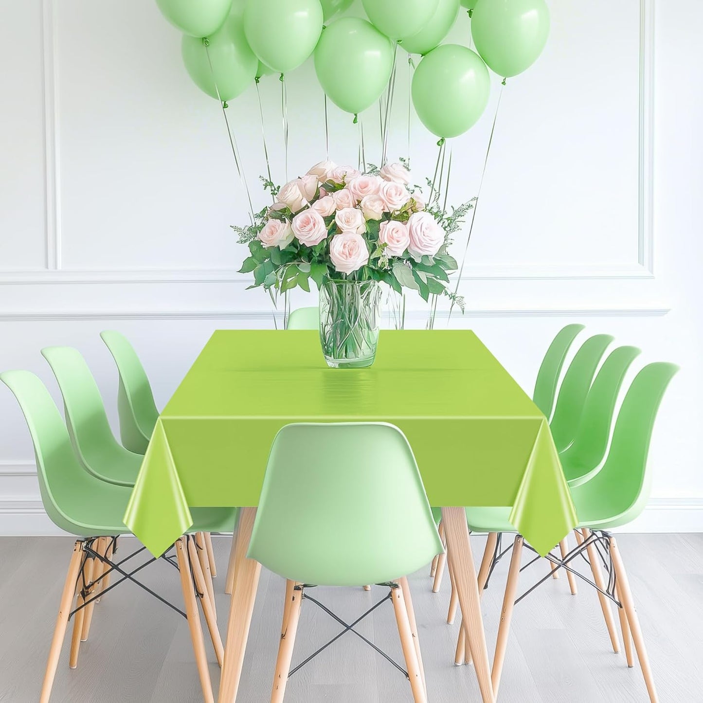 12 Pieces Light Green Series Rectangle Tablecloth, 54x72" Solid Color Waterproof & Spillproof Disposable Plastic Table Cover, Durable Party Tablecloth for Dining, Buffet, Picnic, Outdoor Events